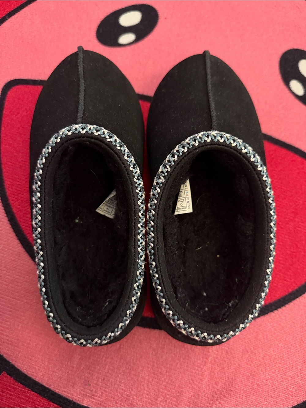 UGG Black Kids Slip-On Braided Trim Slippers